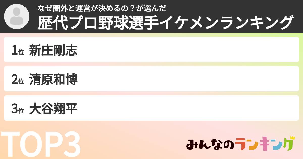 なぜ圏外と運営が決めるの?さんの「歴代プロ野球選手イケメンランキング」
