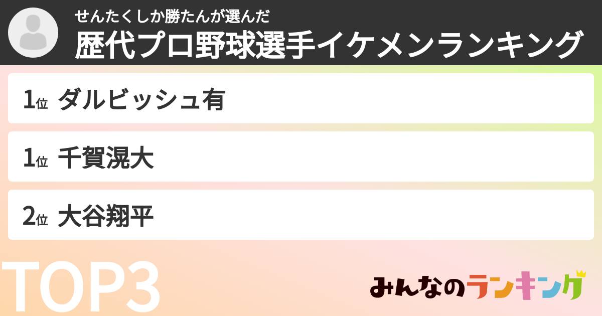 せんたくしか勝たんさんの「歴代プロ野球選手イケメンランキング」