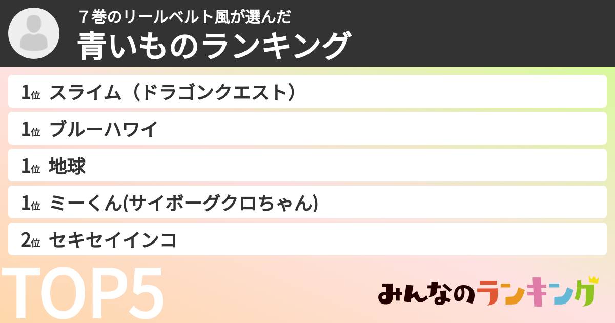 ７巻のリールベルト風さんの「青いものランキング」