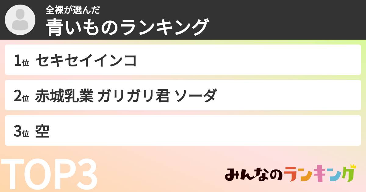 全裸さんの「青いものランキング」