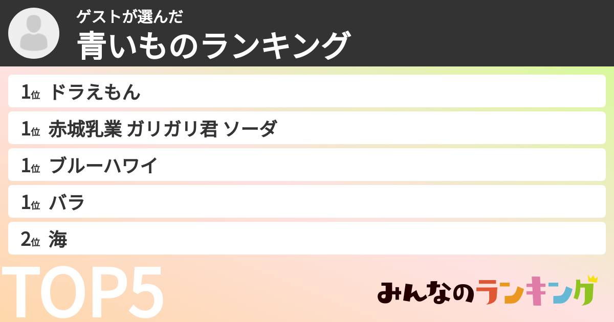 ゲストさんの「青いものランキング」