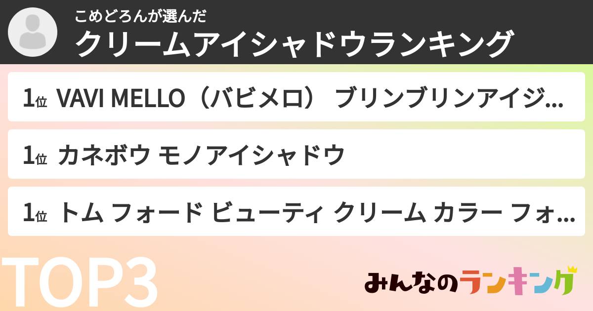 こめどろんさんの「クリームアイシャドウランキング」