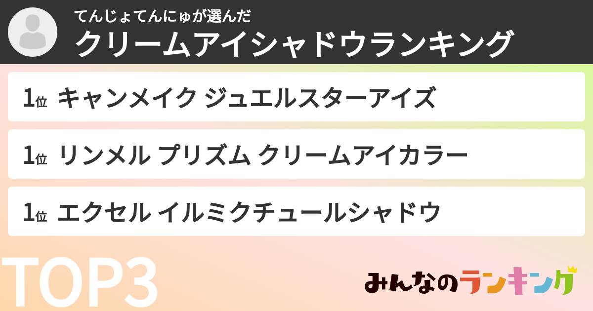 てんじょてんにゅさんの「クリームアイシャドウランキング」
