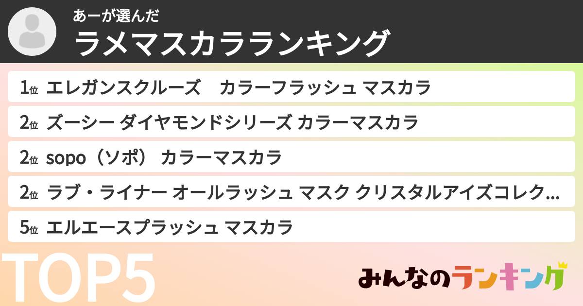 あーさんの「ラメマスカラランキング」
