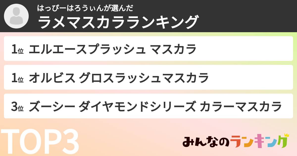 はっぴーはろうぃんさんの「ラメマスカラランキング」