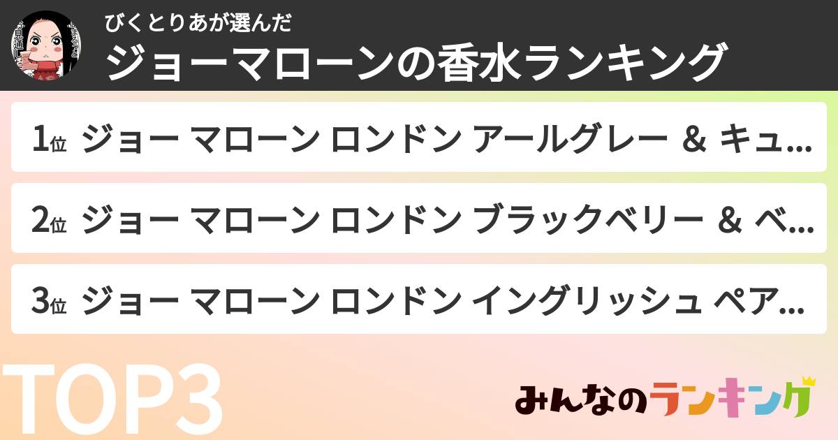 びくとりあさんの「ジョーマローンの香水ランキング」