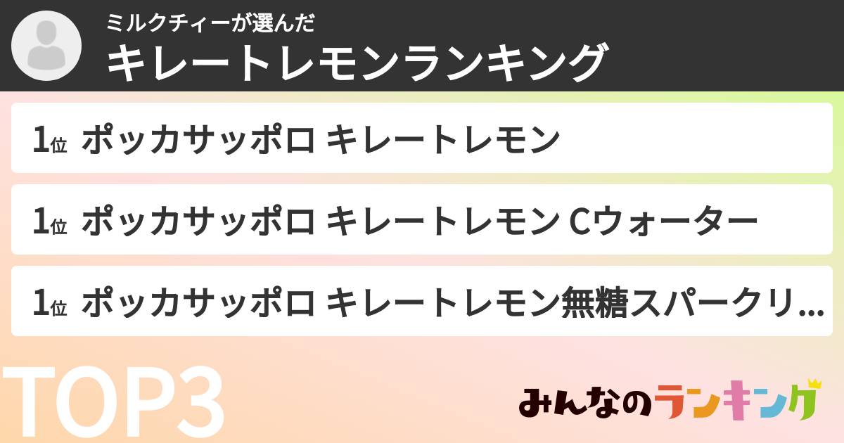 ミルクチィーさんの「キレートレモンランキング」