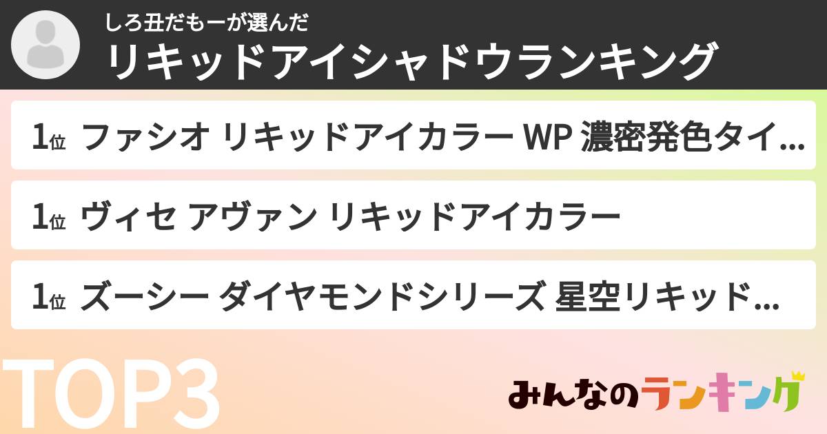 しろ丑だもーさんの「リキッドアイシャドウランキング」