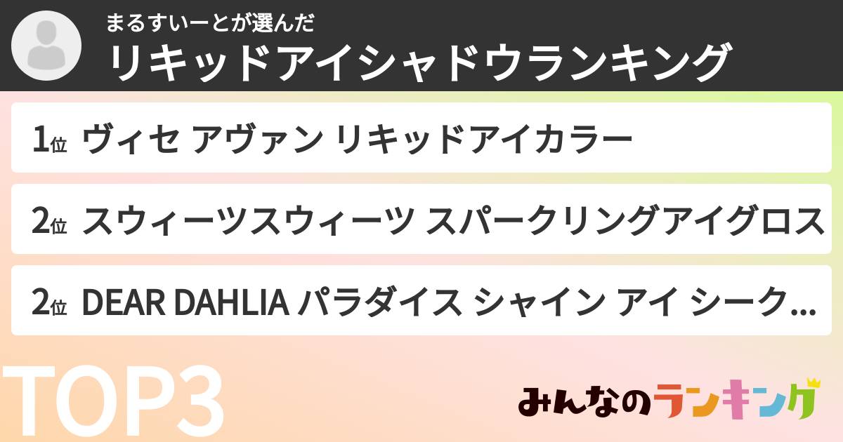 まるすいーとさんの「リキッドアイシャドウランキング」