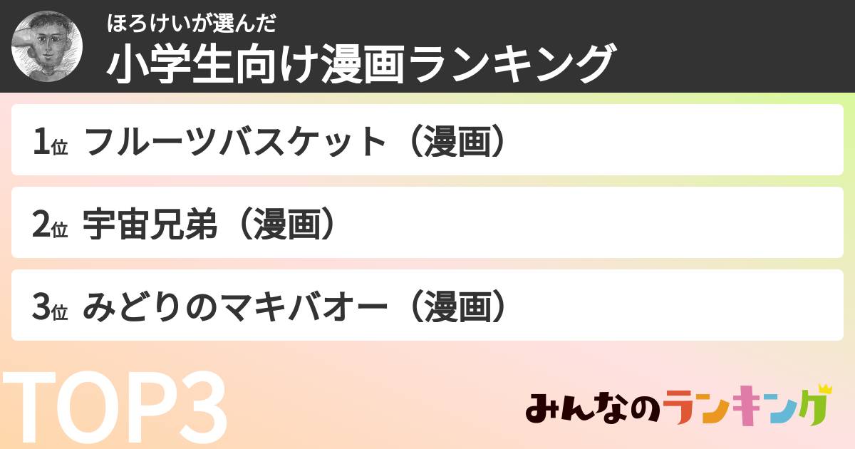 ほろけいさんの「小学生向け漫画ランキング」