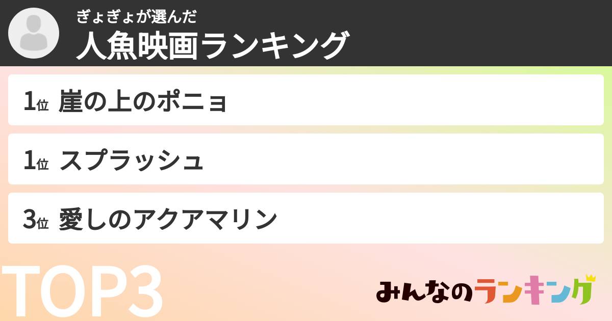 ぎょぎょさんの「人魚映画ランキング」
