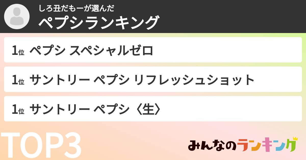 しろ丑だもーさんの「ペプシランキング」