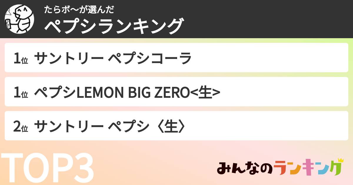 たらボ〜さんの「ペプシランキング」