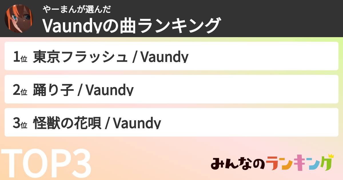 やーまんさんの「Vaundyの曲ランキング」