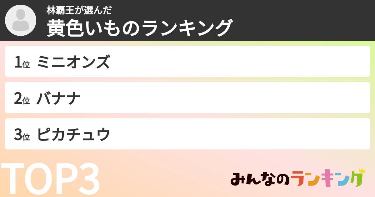 林覇王さんの「黄色いものランキング」