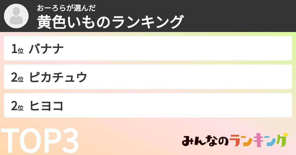 おーろらさんの「黄色いものランキング」