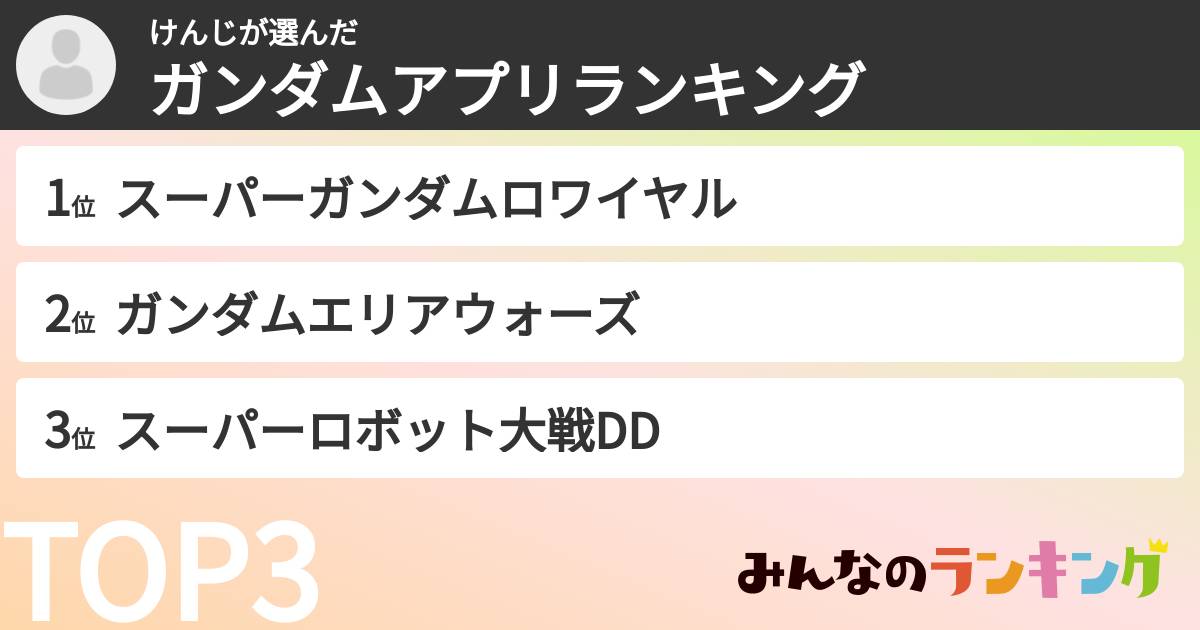 けんじさんの「ガンダムアプリランキング」