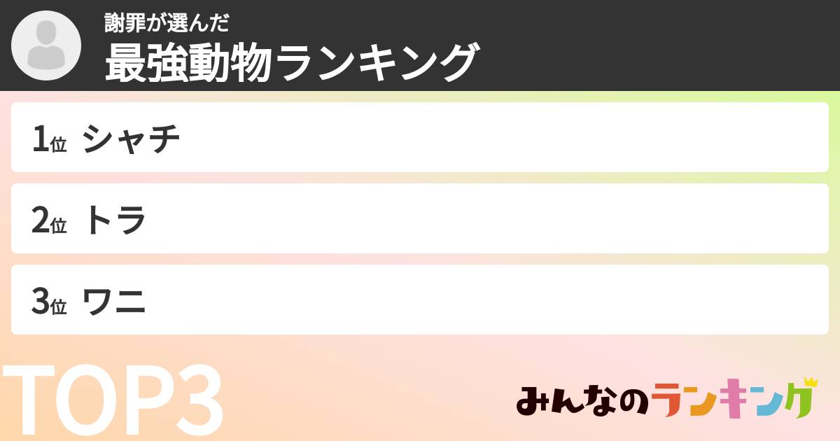 謝罪さんの「最強動物ランキング」