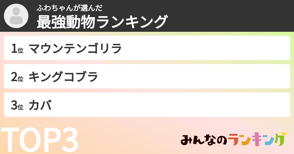 ふわちゃんさんの「最強動物ランキング」