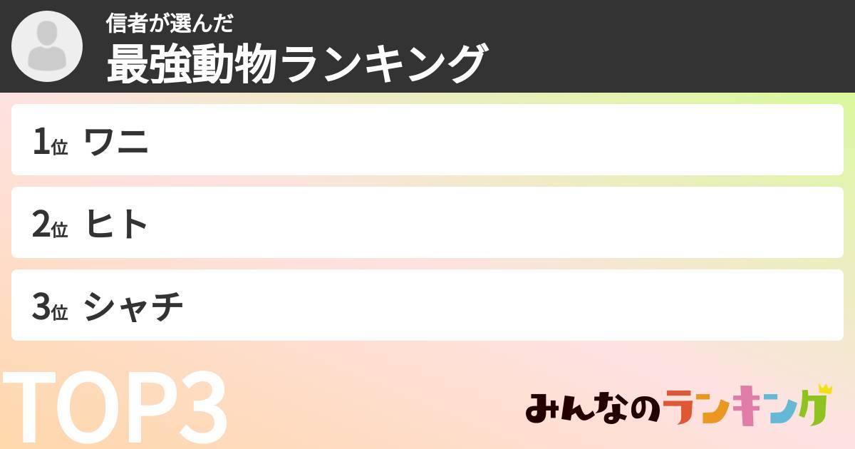信者さんの「最強動物ランキング」