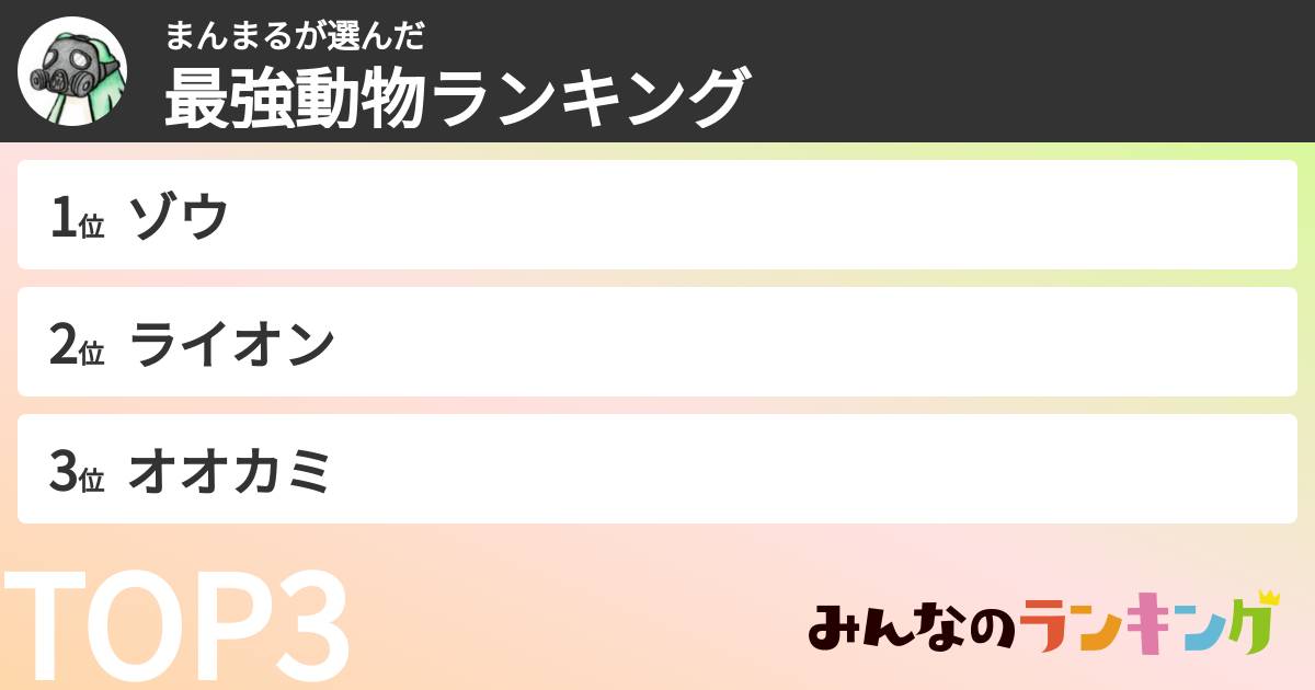 まんまるさんの「最強動物ランキング」