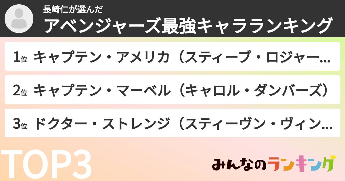 長崎仁さんの「アベンジャーズ最強キャラランキング」
