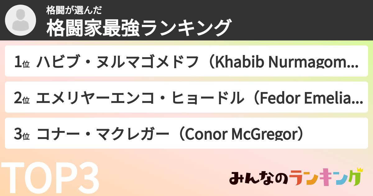 格闘さんの「格闘家最強ランキング」