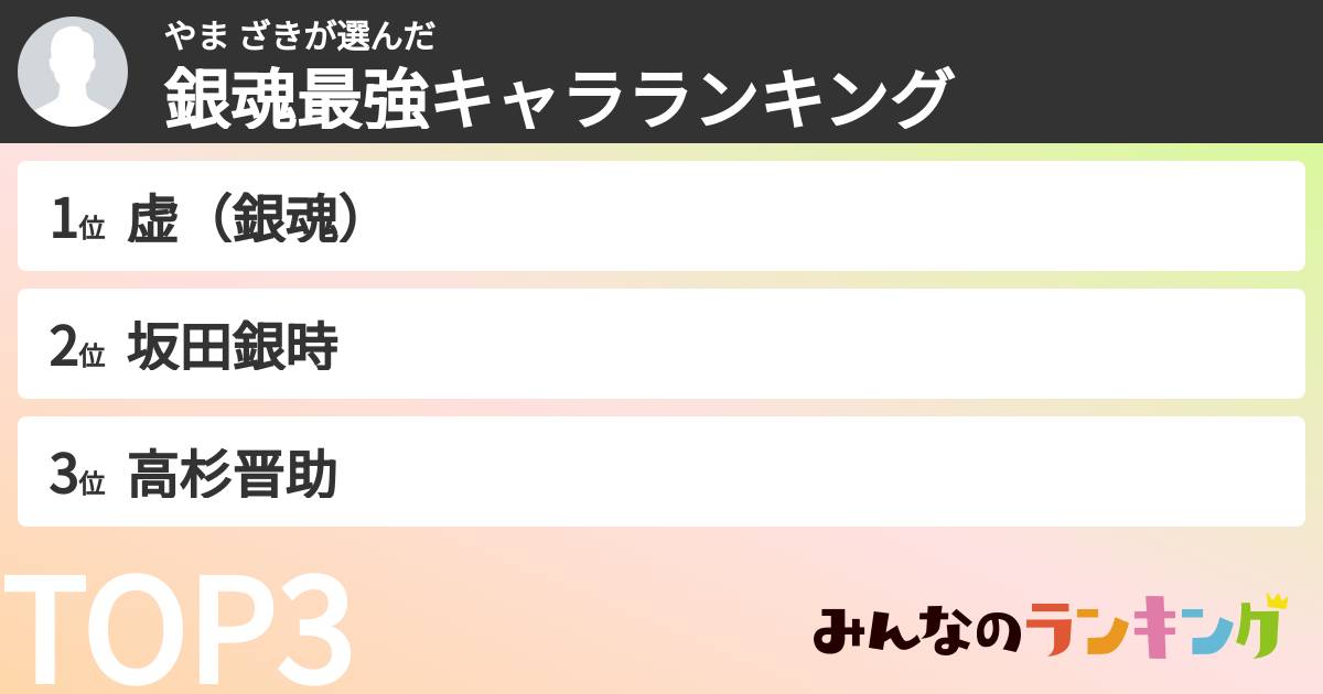 やま ざきさんの「銀魂最強キャラランキング」