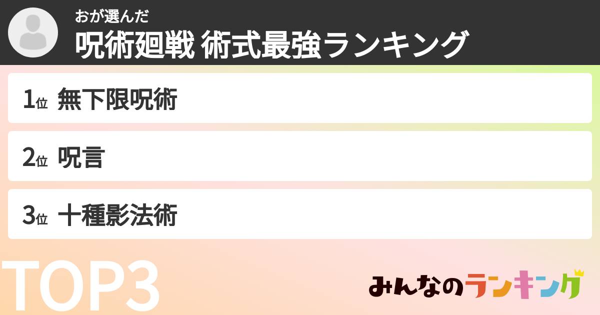 おさんの「呪術廻戦 術式最強ランキング」