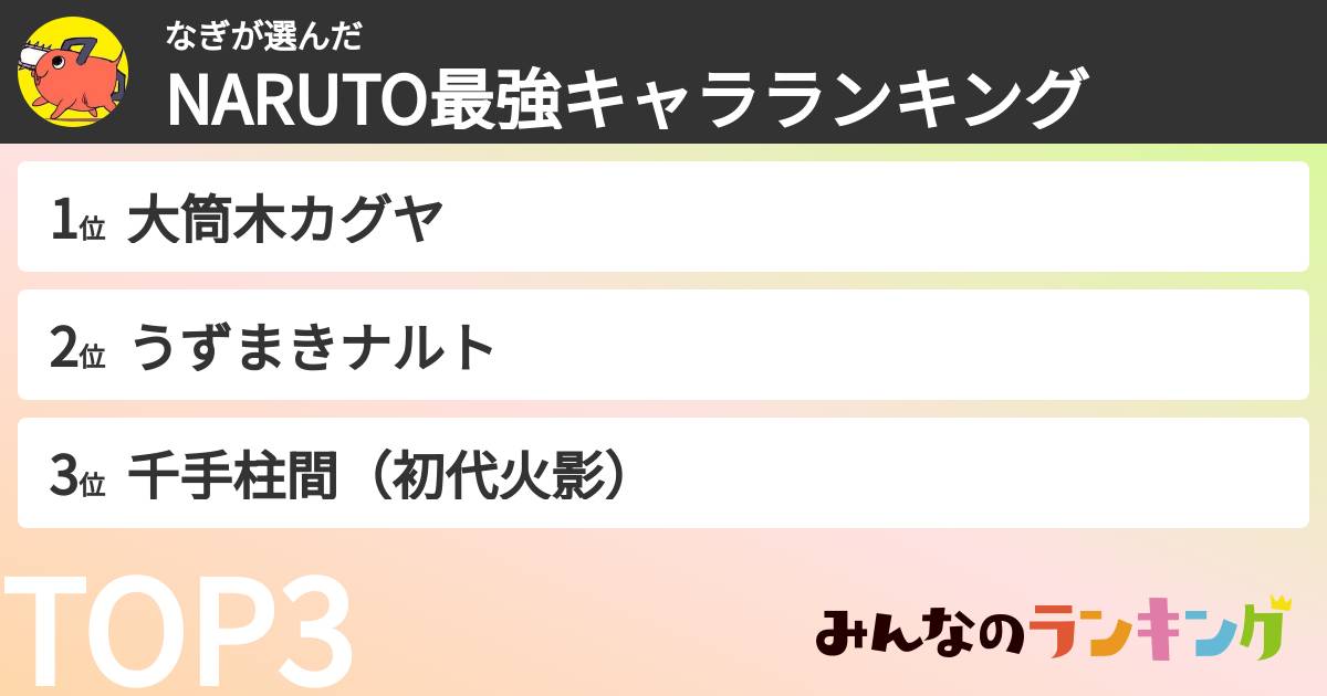 なぎさんの「NARUTO最強キャラランキング」