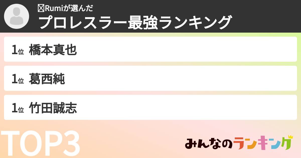 ︎︎︎︎☑︎Rumiさんの「プロレスラー最強ランキング」