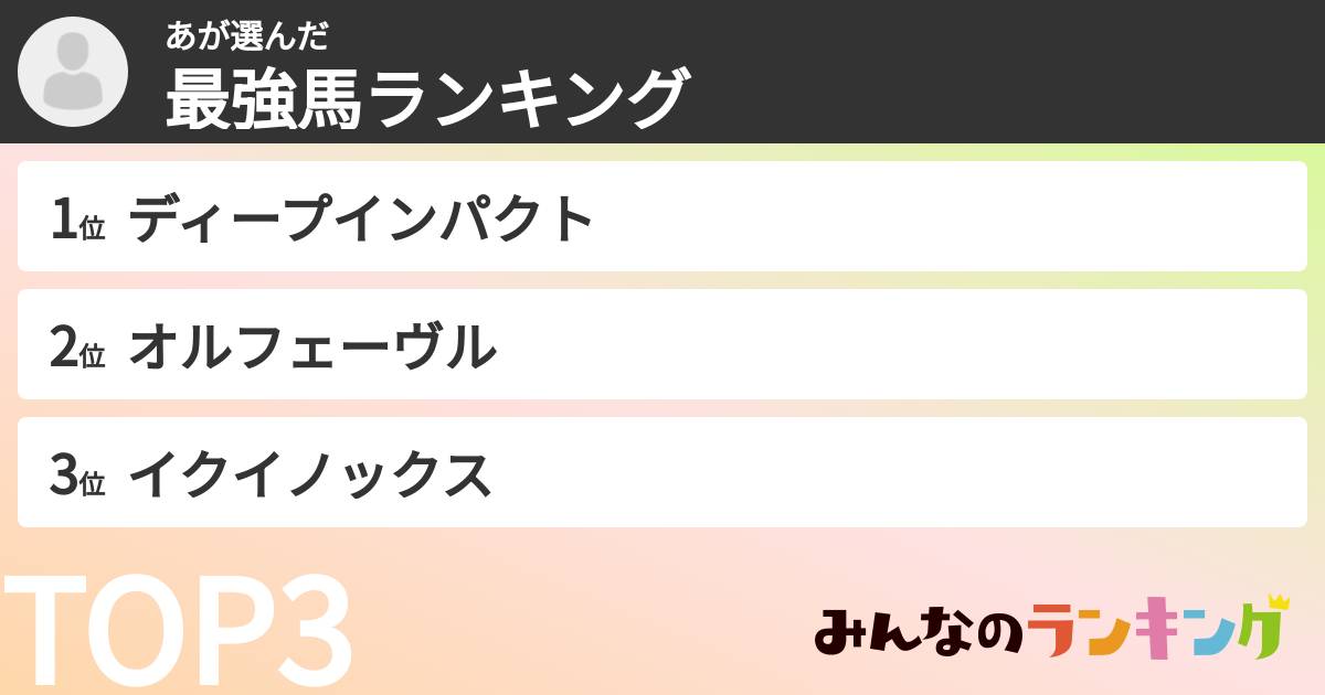 あさんの「最強馬ランキング」