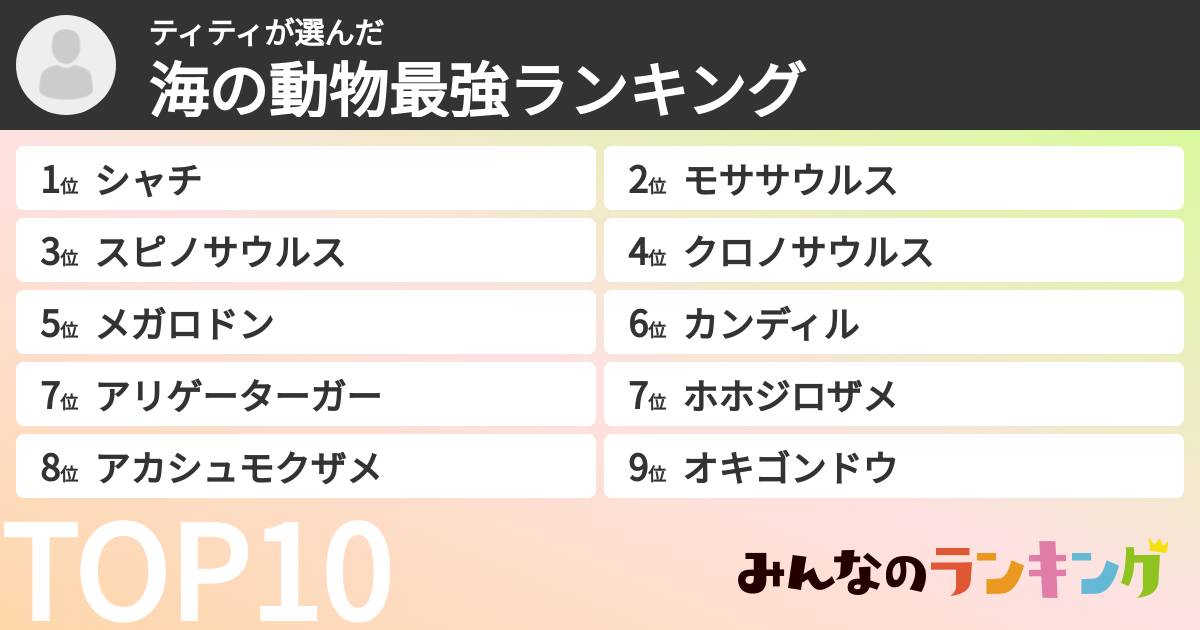 ティティさんの「海の動物最強ランキング」