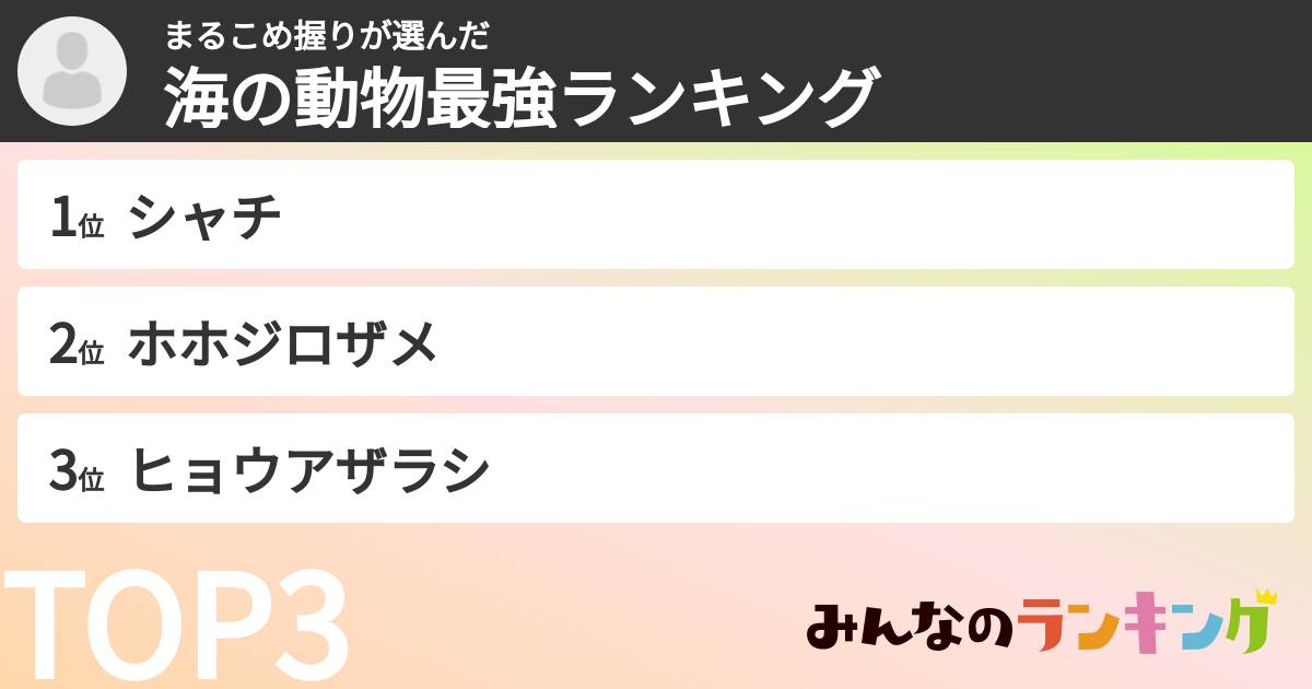 まるこめ握りさんの「海の動物最強ランキング」