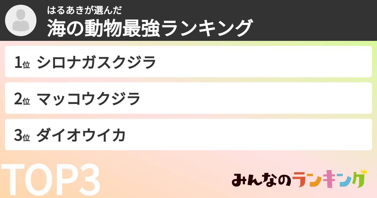 はるあきさんの「海の動物最強ランキング」