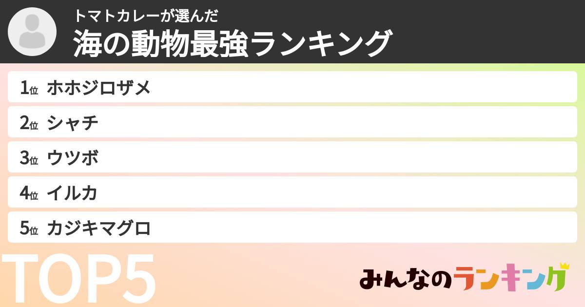 トマトカレーさんの「海の動物最強ランキング」