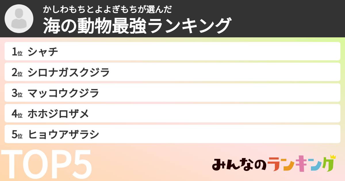 かしわもちとよよぎもちさんの「海の動物最強ランキング」