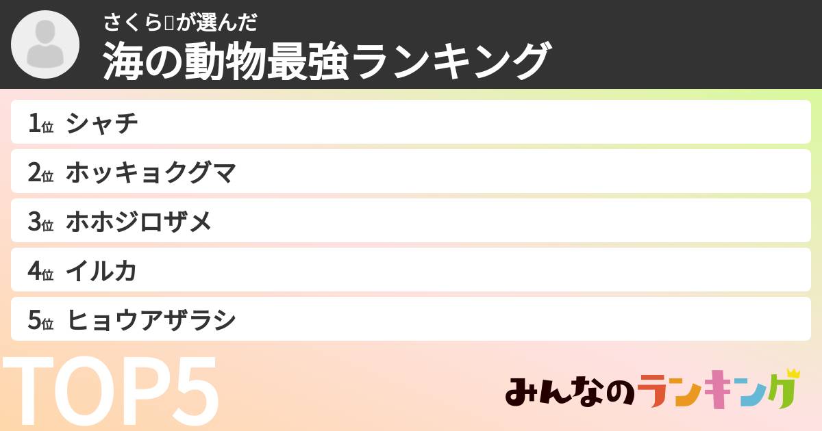 さくら🌸さんの「海の動物最強ランキング」
