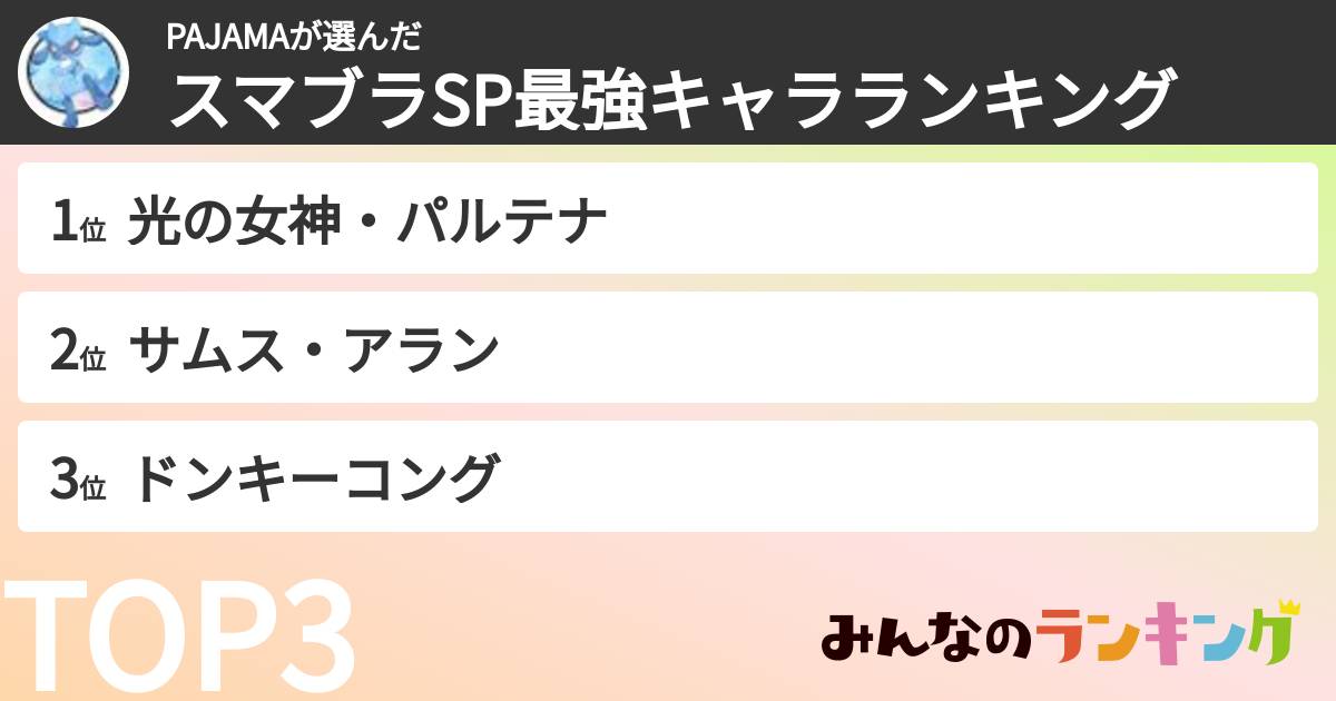 PAJAMAさんの「スマブラSP最強キャラランキング」