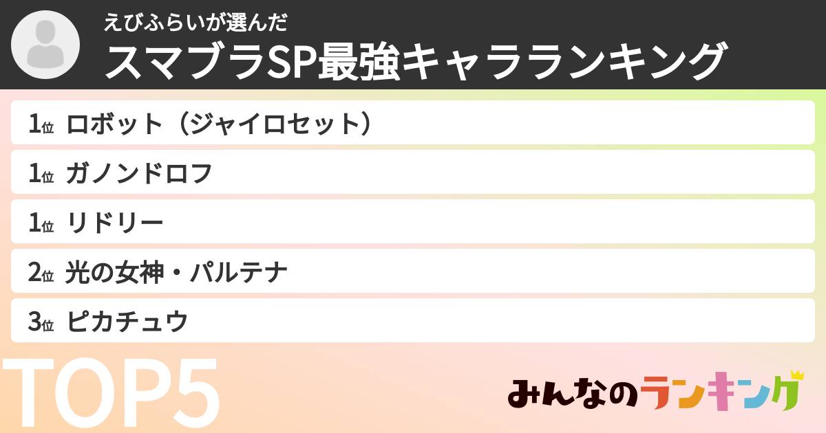 えびふらいさんの「スマブラSP最強キャラランキング」