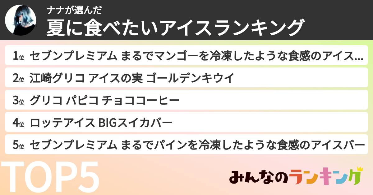 ナナさんの「夏に食べたいアイスランキング」