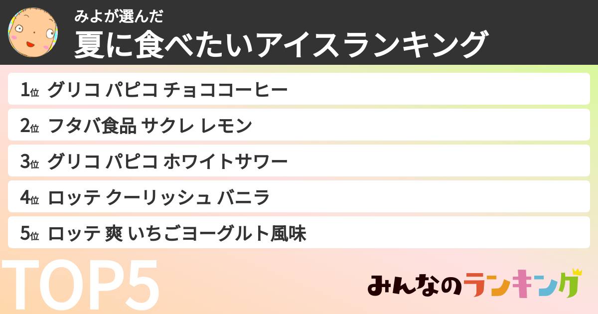 みよさんの「夏に食べたいアイスランキング」