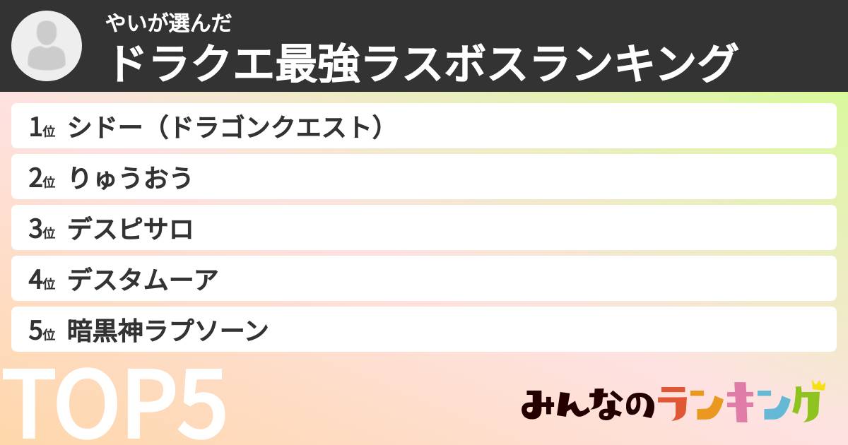 やいさんの「ドラクエ最強ラスボスランキング」