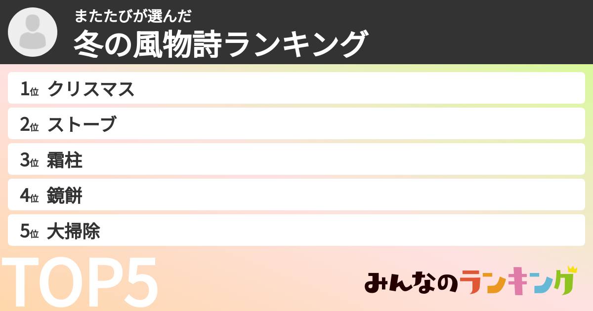 またたびさんの「冬の風物詩ランキング」