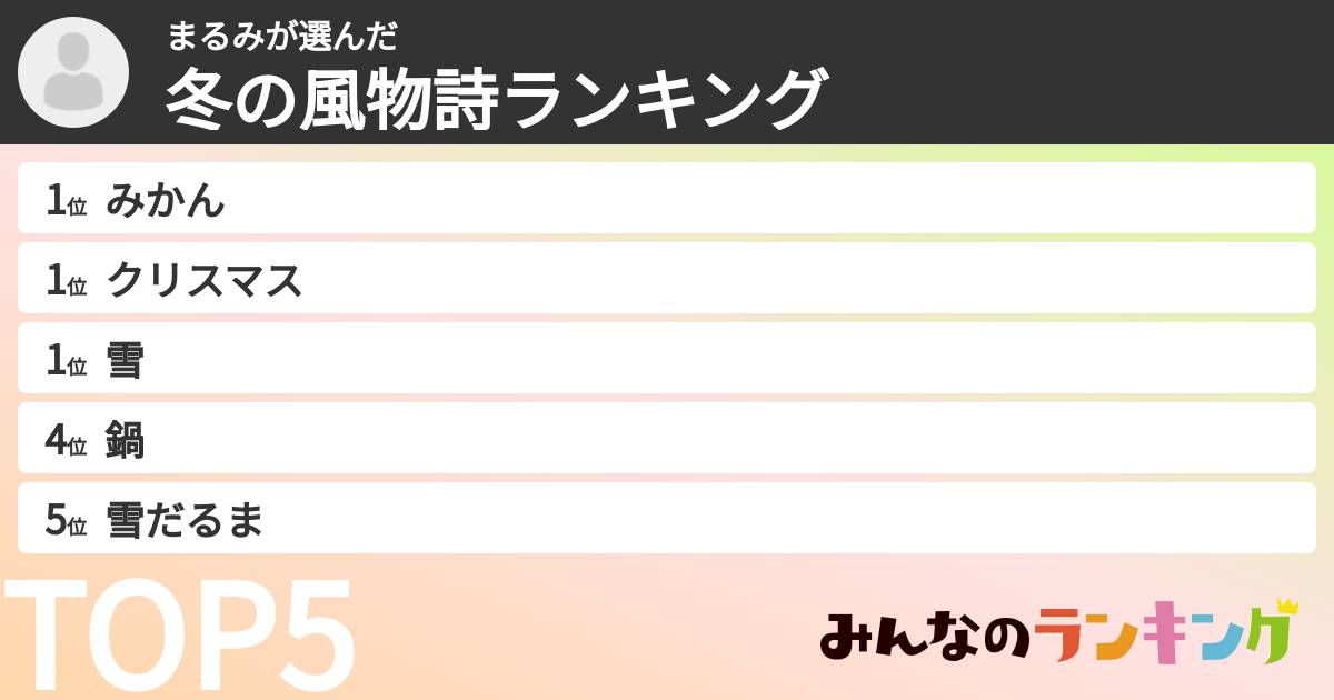 まるみさんの「冬の風物詩ランキング」