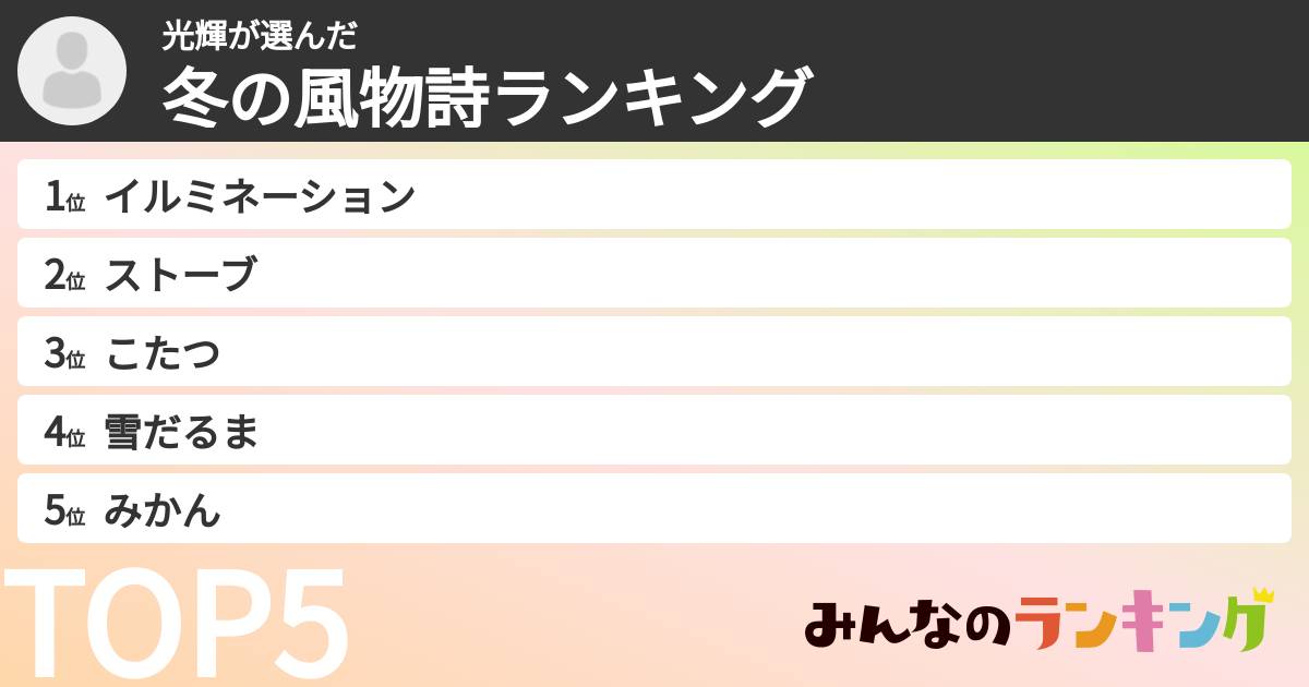 光輝さんの「冬の風物詩ランキング」