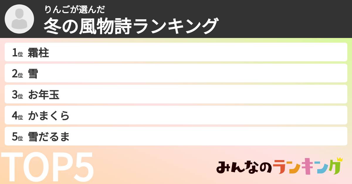 りんごさんの「冬の風物詩ランキング」