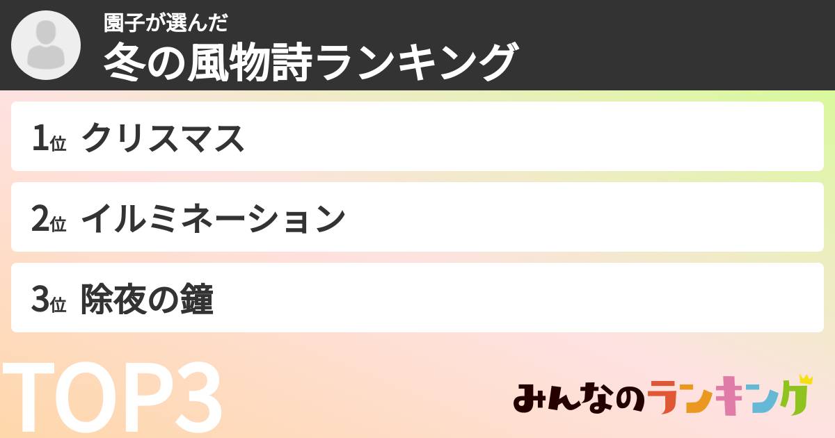 園子さんの「冬の風物詩ランキング」