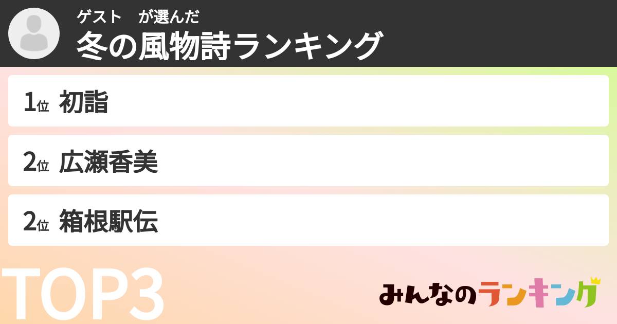 ゲスト　さんの「冬の風物詩ランキング」