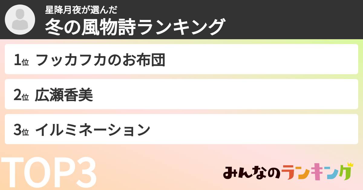 星降月夜さんの「冬の風物詩ランキング」